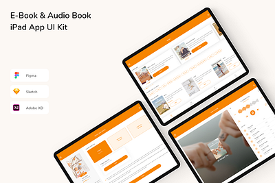 E-Book & Audio Book iPad App UI Kit app audio book book store design ebook ecommerce ui ui design ui kit ux