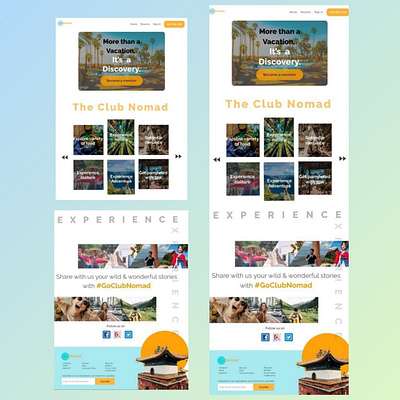 Travel website Club Nomad app branding design figma graphic design illustration logo ui uiux vector