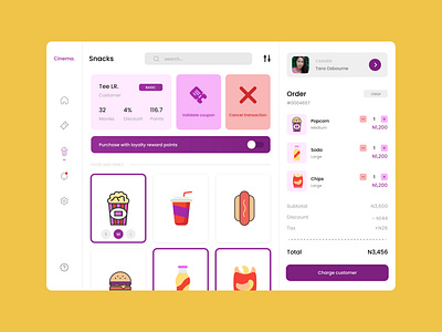 Cinema POS dashboard branding cinema dashboard design figma pos product design ui ux