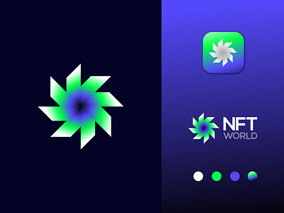 NFT LOGO MARK - NFT WORLD blockchain branding coin colorful crypto cryptoart design fintech graident icon identity logo logo mark logodesign logotype modern nft nft logo nft project nft world