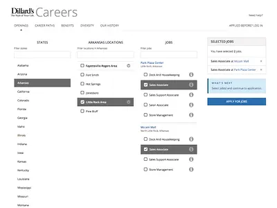 Job Selection employ job select ui