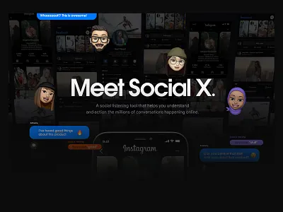 Social X by IBEX Concept facebook homepage instagram landing social advertising social analytics socialmedia twitter ui website