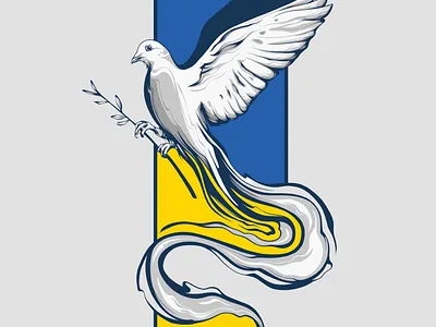 Stand With Ukraine antiwar poster artist bird blue dove illustration love nowar olivebranch peace peace poster poster art poster design putin russia standwithukraine ukraine vector war poster yellow