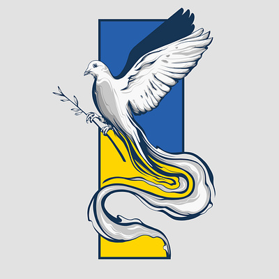 Stand With Ukraine antiwar poster artist bird blue dove illustration love nowar olivebranch peace peace poster poster art poster design putin russia standwithukraine ukraine vector war poster yellow