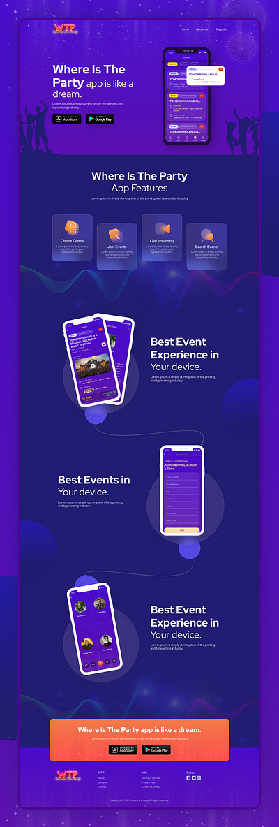 Online Event design event music party ui