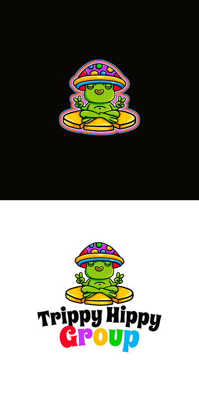 Trippy Hippy Froggy character design design frog frog design frog logo graphic design hippy hippy logo illustration logo logo design mushroom mushroom design mushroom logo trippy trippy logo vector