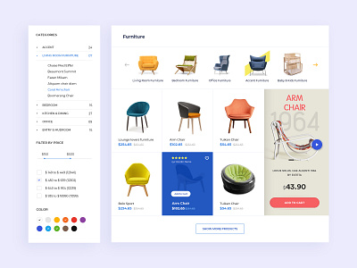 Product Page Design furniture product ui web design