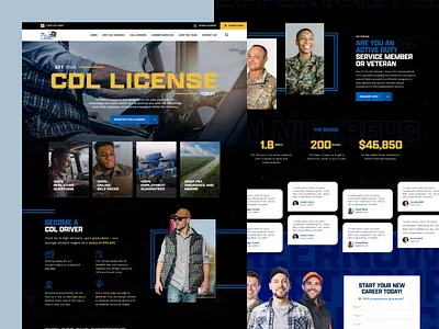 CDL School - Homepage black blue cdl dark design grunge license school trucks ui web yellow