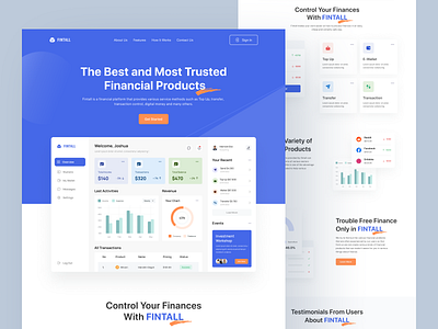 FINTALL - Finance Landing Page app bank landing page bank web design clean clean landing page clean website design finance finance landing page finance web design landing page landing page design ui ui design ui designer uiux ux web design