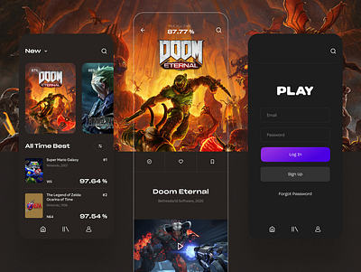 PLAY - Mobile App Design | UX/UI app branding clean clean ui concept design fantasy flat game graphic design illustration minimal modern rpg ui ux vector web website