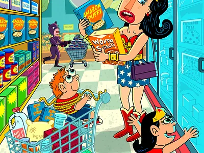 Mom is Wonder Woman design digital editorial humor humorous illustration joe rocco kids logo publishing whimsical