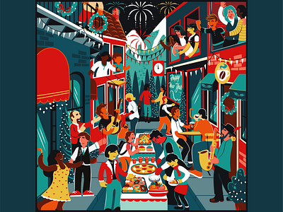 New Year, New Beginnings block party british columbia characterdesign commission design digital illustrator freelance freelance illustrator graphic design illustration illustrator new years poster design vancouver vector
