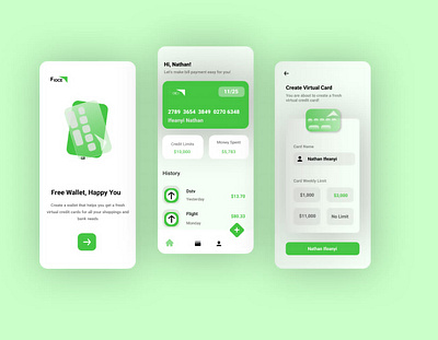 UI design of a wallet app. 3d animation app bank app branding design druids graphic design illustration logo motion graphics ui vector