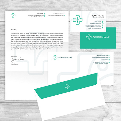 Corporate Stationery Design clean green healthcare stationery tosca