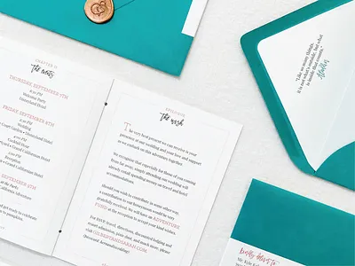 Gilbert & Sarah (2/3) invitations paper goods pink stationery storybook teal wedding