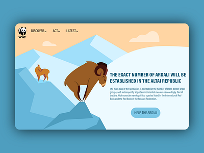 ARGALI | Landing page adobe illustrator animal argali art blue character clouds goat graphic design illustration landing landing page mountains orange sky vector website website illustration wild winter