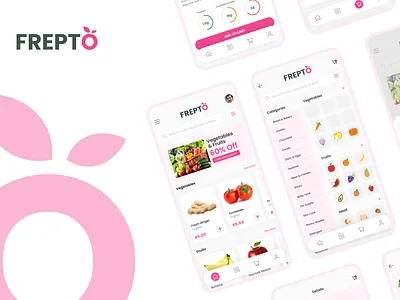 Frepto - An Online 5 Minute Grocery Delivery App branding graphic design logo ui uiux vector illustration