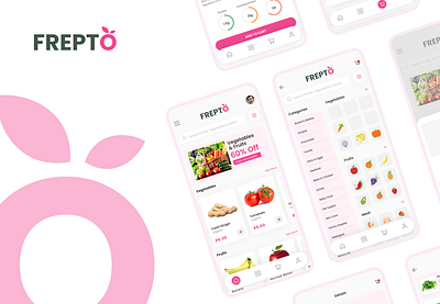 Frepto - An Online 5 Minute Grocery Delivery App branding graphic design logo ui uiux vector illustration