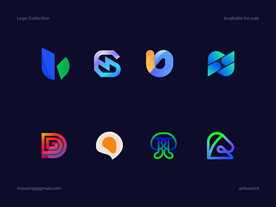 Premade Logo Collection 2022 blockchain branding coin colorful crypto design fintech gradient icon identity logo logo mark logomark maxoint nft saas software startup unused vector