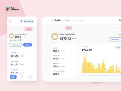 Sundae - Defi UI Kit analytics app branding capi chart coin creative crypto defi design graph illustration logo mobile token trade ui ui kit web