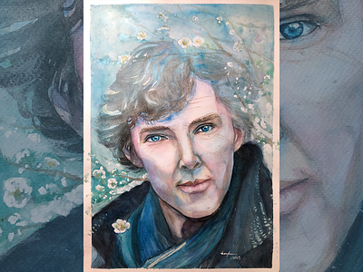 Winter | Benedict Cumberbatch Portrait benedict closeup cumberbatch doctor strange face fan art flower hand illustration male face man portrait portrait spring watercolor winter