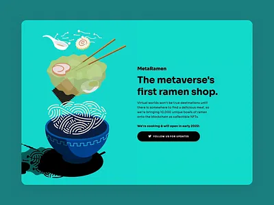 MetaRamen Landing Page animation blockchain branding crypto design ethereum food illustration interface landing page motion graphics nft product product design ramen ui ux web web design web3