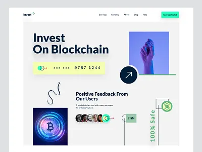 Blockchain Landing Page bitcoin blockchain crypto design ethereum invest landing page startup ui web website