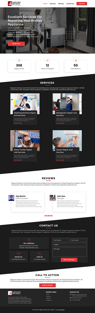 Repair Services Website UI bootstrap design repair services ui ux website