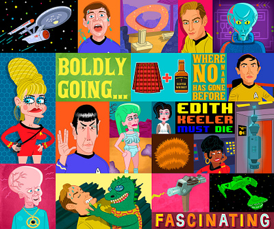 Star Trek Wallpaper design digital humor humorous illustration joe rocco kids logo sciencefiction shatner startrek whimsical