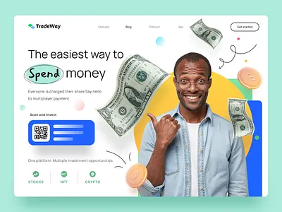 TradeWay 3d branding color crypto design exploration fintech funds header hero homepage illustration investment logo minimal money nft startup ui vector