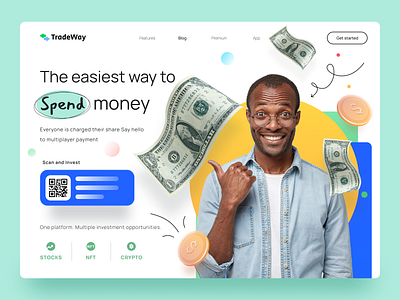 TradeWay 3d branding color crypto design exploration fintech funds header hero homepage illustration investment logo minimal money nft startup ui vector