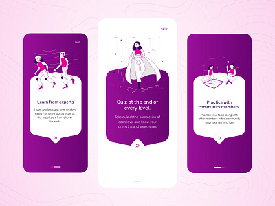 Language Learning App - Walkthrough Screens app app design application application design language language app language learning app learning app new language ui uidesign uiux uiux design walkthrough screens