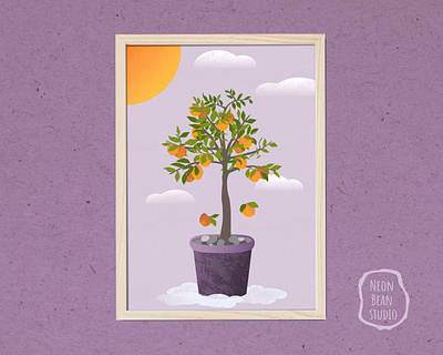 Whimsical peach tree in clouds illustration affinity designer clouds fruit graphic design illustration peach illustration peach tree peaches whimsical illustration wonderland