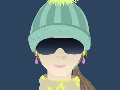 Profile portrait in winter style 2022 3d vector beanie neon vector portrait