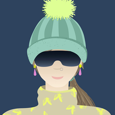Profile portrait in winter style 2022 3d vector beanie neon vector portrait
