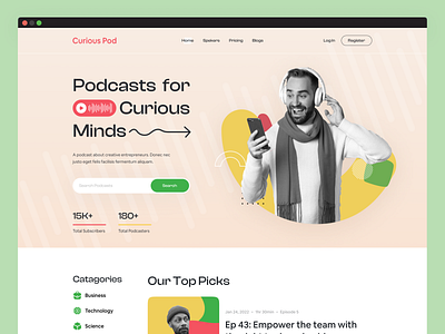 Podcast Website Design header interface design music podcast trending ui ui ux ui design ux uxdesign web design website