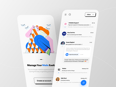 Mailbox Mobile App chat chat app conversation email inbox interface letter mail mail app mailbox massage app meeting message messenger notification postbox retrro send ui ux