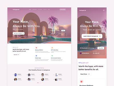 metyper.se, An NFT Metaverse Auction Website app auction clean design design illustration landing page metaverse mobile new shot nft popular shot token ui inspiration uiux website