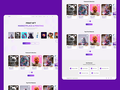 Print NFT Marketplace blockchain brand guide branding crypto design light theme nft marketplace nfts printing purple ui ux web web design website