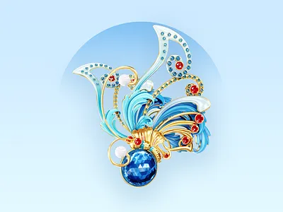 Golden Hairpin 3d c4d gift golden hairpin icon logo ui uilab