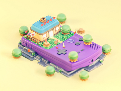 Gameboy Color & Zelda 3d building c4d cinema 4d color console diorama gameboy icon illustration illustrator isometric link machine motion graphics nintendo retro technology videogame zelda