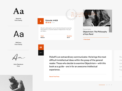 Leonardo Peikoff / Website Design author branding content desktop light orange philosophy speaker ui ux visual website