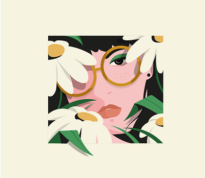 March 2d adobe illustrator beautiful characterdesign face flowers girl portrait spring vectorart vectorillustration woman