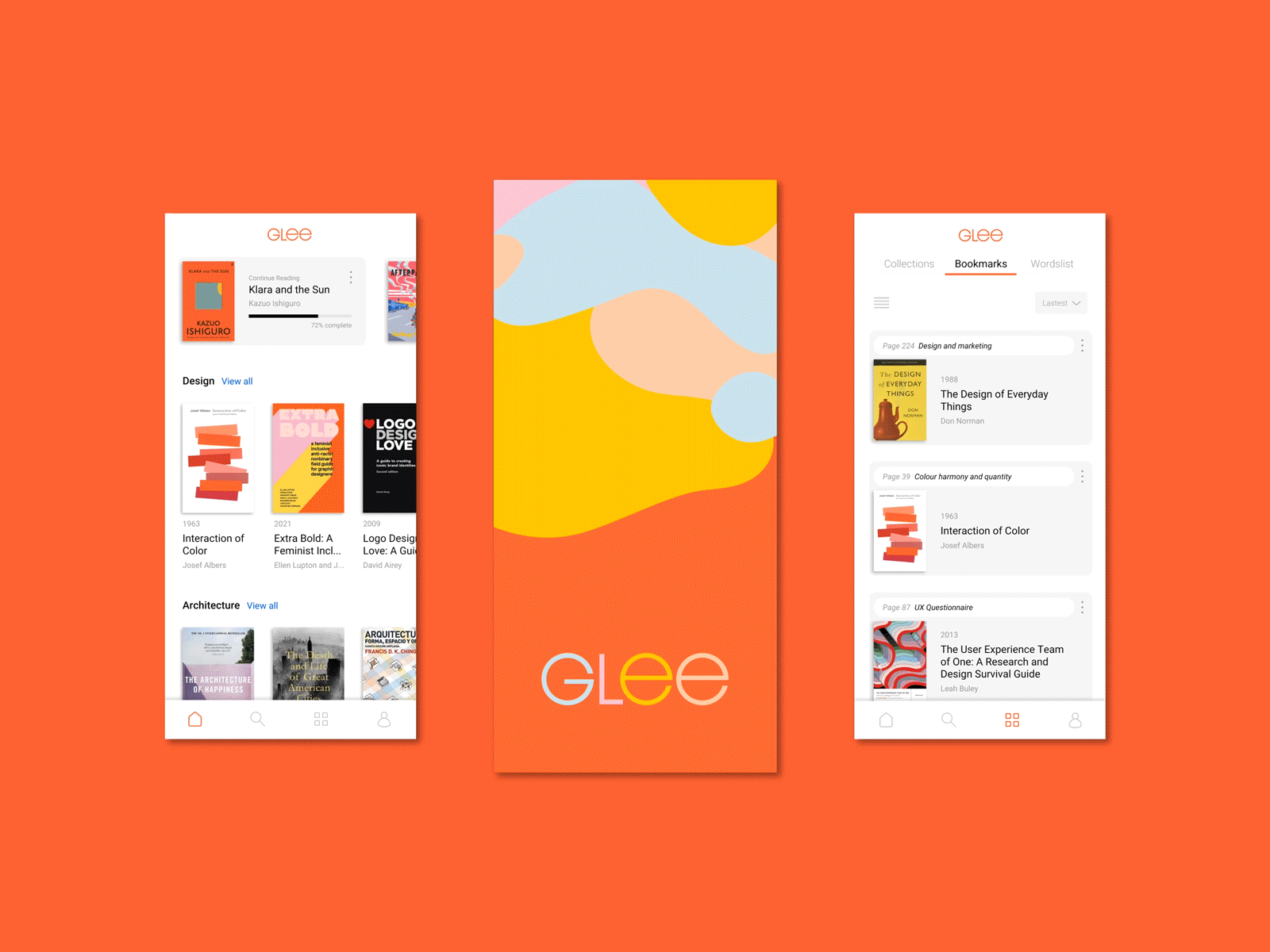 Glee - eBook Reader app app design design ebook reader micro interaction mobile app pdf reader ui ux ux research