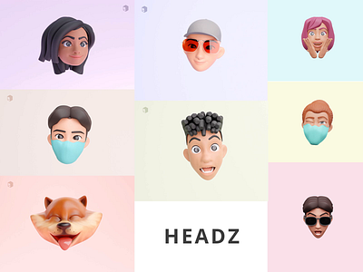 HEADZ bundle animation ❤️ 3d 3d animation 3d character animation apple blender branding cute design emoji illustration illustrations kawaii library memoji motion graphics resources