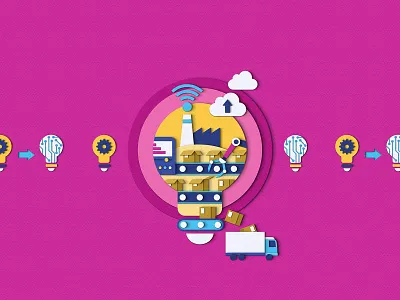 Deloitte Insights - Smart Manufacturing business design editorial factory illustration industry manufacturing paper craft paper cut smart manufacturing technology