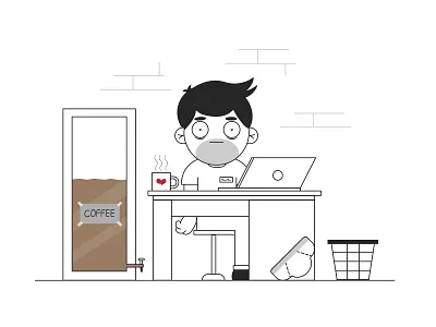 Monday | Morning | Work animation character coffee design flat funny illustration illustrator job monday morning office sleepy vector work