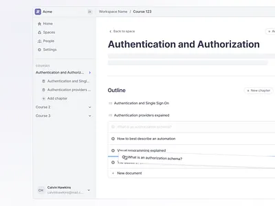 Course listing page app design authoring clean cms components content management course design system drag and drop education learning app list list view listing page nav navigation product design side nav ui design