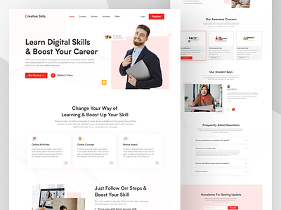 Creative Skils Redesign Landing Page branding clean cricssain design design ui education education website hero section hero section ui landing page learning logo minimal page study ui ui design ui ux ux design web design