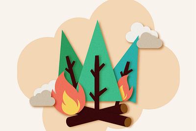 Fir Trees Bonfire bonfire branding design fir tree fire graphic design illustration poster texture tree vector